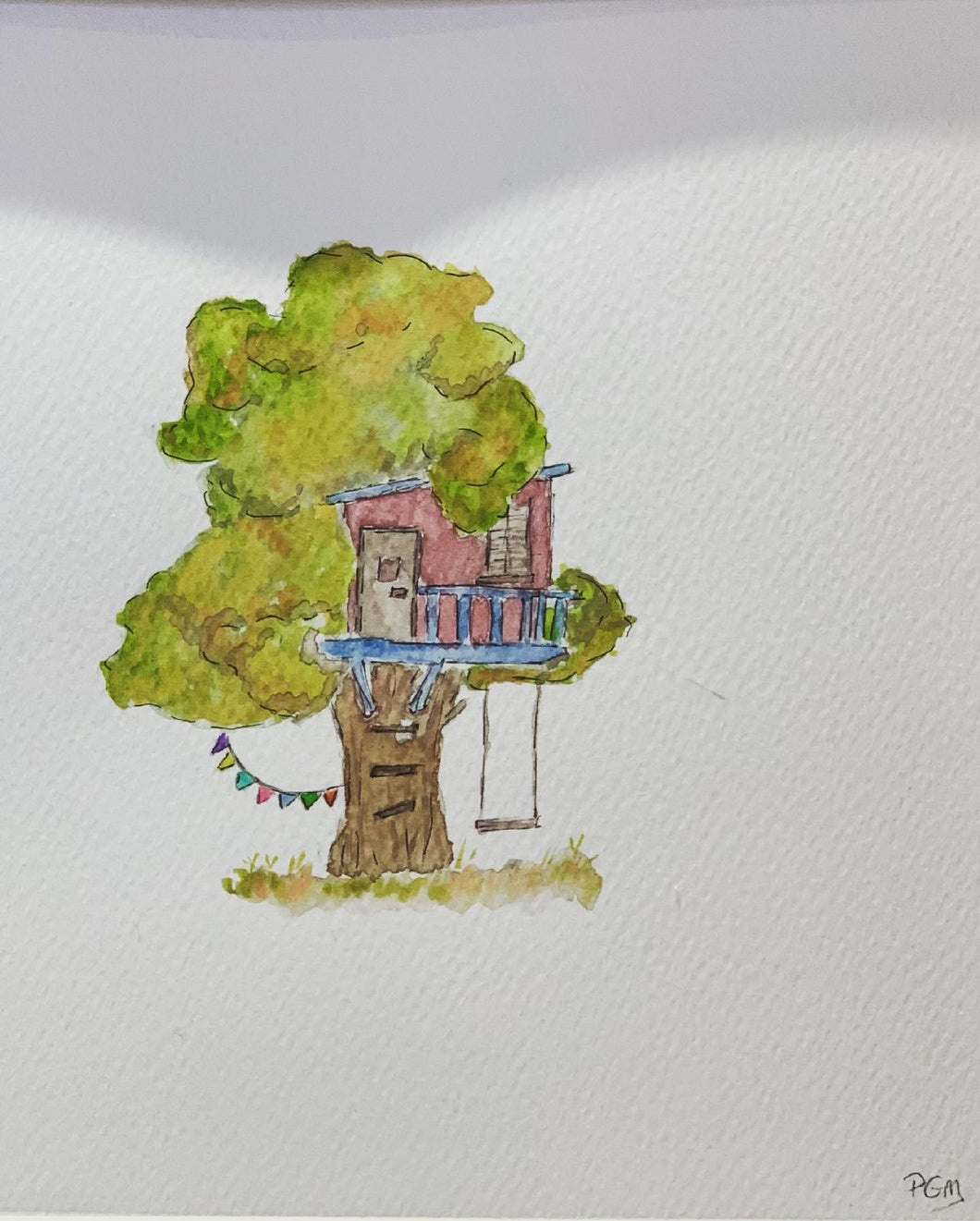 “Casa del árbol” - Acuarela original