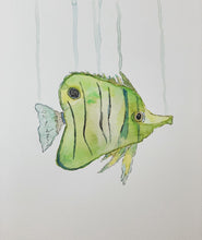 Cargar imagen en el visor de la galería, Pez verde - Animal marino. Acuarela original
